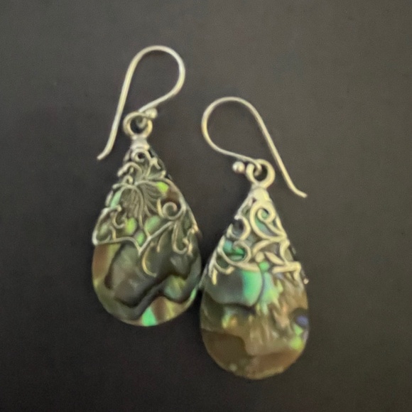 Floral Vine Teardrop silver earrings - Picture 1 of 2